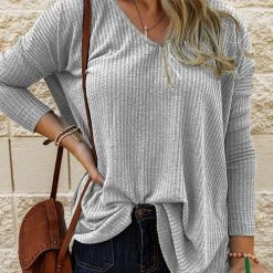 Levency New In V Neck Waffle Knit Tunic