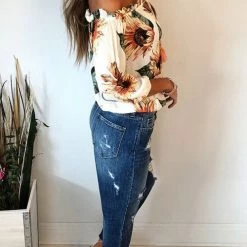 Levency Off Shoulder Floral Drawstring Blouse New In