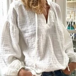 Levency New In Drawstring Puff Long Sleeve Blouse