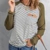 Levency New In O Neck Long Sleeve Striped Raglan Top