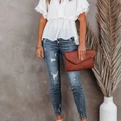 Levency V Neck Crochet Lace Peplum Blouse New In 16 Levency V Neck Crochet Lace Peplum Blouse New In