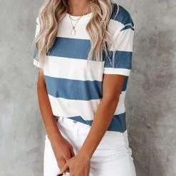 Levency New In Wide Stripe O Neck Tee