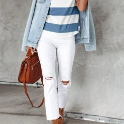 Levency New In Wide Stripe O Neck Tee