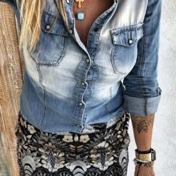 Levency Retro Western Denim Shirt New In 21 Levency Retro Western Denim Shirt New In