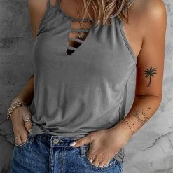 Levency Hollow Criss Cross Tank Top New In