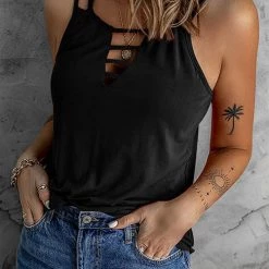 Levency Hollow Criss Cross Tank Top New In