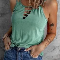 Levency Hollow Criss Cross Tank Top New In