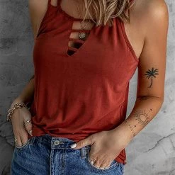 Levency Hollow Criss Cross Tank Top New In