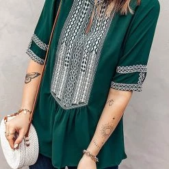 Levency New In Ethnic Print V Neck Blouse