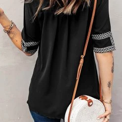 Levency New In Ethnic Print V Neck Blouse