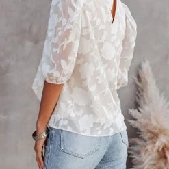 Levency Half Sleeve O Neck Textured Blouse New In