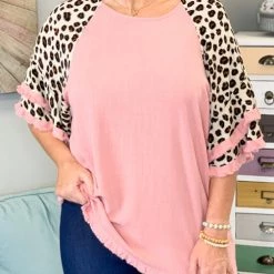 Levency Leopard Layered Sleeves Blouse New In 14 Levency Leopard Layered Sleeves Blouse New In