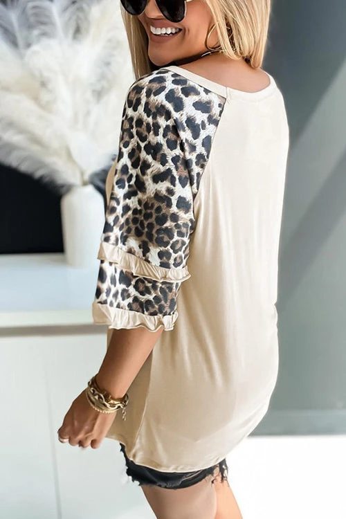 Levency Leopard Layered Sleeves Blouse New In 5 Levency Leopard Layered Sleeves Blouse New In