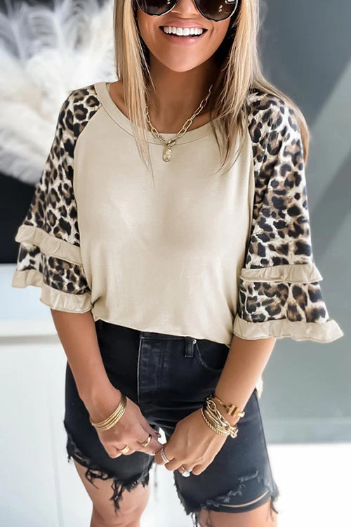 Levency Leopard Layered Sleeves Blouse New In 9 Levency Leopard Layered Sleeves Blouse New In
