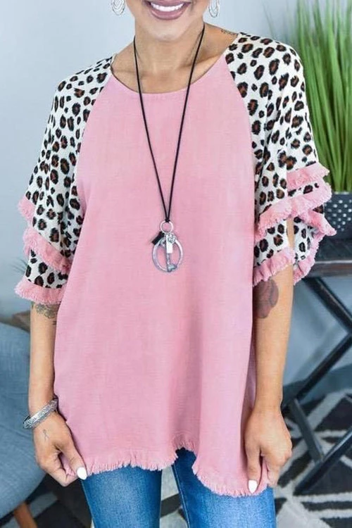 Levency Leopard Layered Sleeves Blouse New In 10 Levency Leopard Layered Sleeves Blouse New In