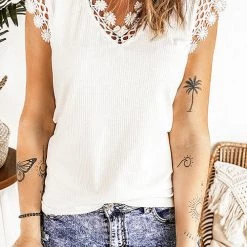 Levency New In Lace V Neck Tank Top