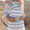 Levency New In Stripe Dew Shoulder Short Set
