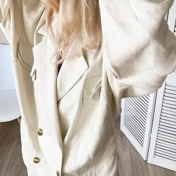 Levency Linen Button Pockets Bat Jackets Pants Set