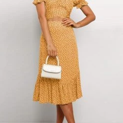 Levency New In Floral Print Crop Maxi Skirts Sets