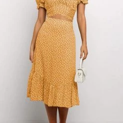 Levency New In Floral Print Crop Maxi Skirts Sets