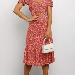 Levency New In Floral Print Crop Maxi Skirts Sets