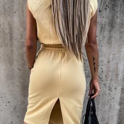 Levency Drawstring Crop Skirt Set