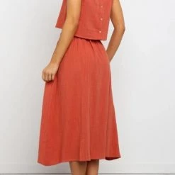 Levency Button Decorate Vest Naxi Skirts Set New In