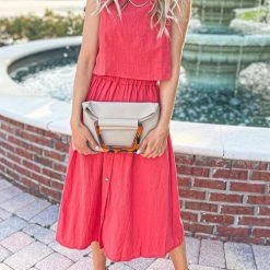 Levency Button Decorate Vest Naxi Skirts Set New In