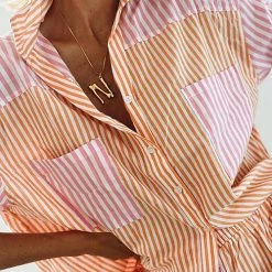 Levency New In Patchwork Stripe Shirt Shorts Set