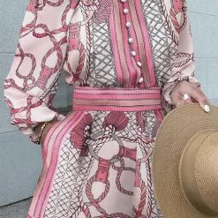 Levency Floral Print Button Long Sleeve Blouse Shorts Set