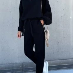 Levency New In Solid Loose Hoodie Jogger Sets