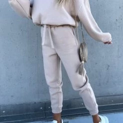 Levency New In Solid Loose Hoodie Jogger Sets