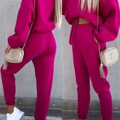 Levency New In Solid Loose Hoodie Jogger Sets