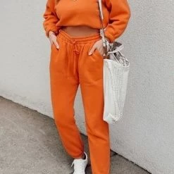 Levency New In Solid Loose Hoodie Jogger Sets