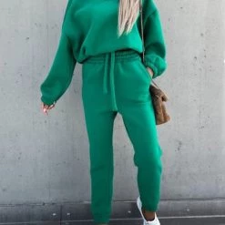 Levency New In Solid Loose Hoodie Jogger Sets