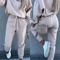 Levency New In Solid Loose Hoodie Jogger Sets