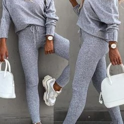 Levency New In Dew Shoulder Knit Pants Set