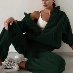 Levency Zip Up Hooded Jacket Sweatpants Sports Set