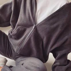 Levency Zip Up Hooded Jacket Sweatpants Sports Set