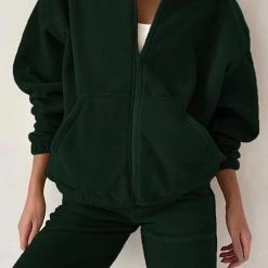 Levency Zip Up Hooded Jacket Sweatpants Sports Set