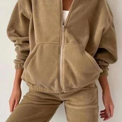 Levency Zip Up Hooded Jacket Sweatpants Sports Set