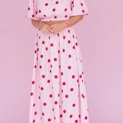 Levency New In Polka Dot Puff Sleeve Maxi Skirts Set