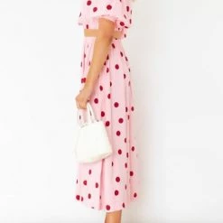 Levency New In Polka Dot Puff Sleeve Maxi Skirts Set