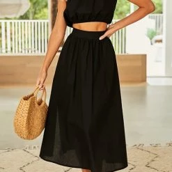 Levency New In One Shoulder Crop Maxi Skirts Set 36 Levency New In One Shoulder Crop Maxi Skirts Set