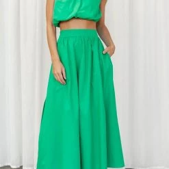 Levency New In One Shoulder Crop Maxi Skirts Set