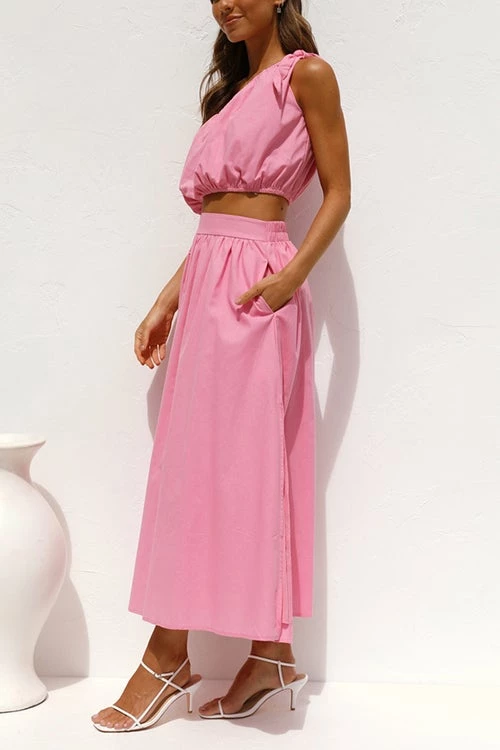 Levency New In One Shoulder Crop Maxi Skirts Set 11 Levency New In One Shoulder Crop Maxi Skirts Set