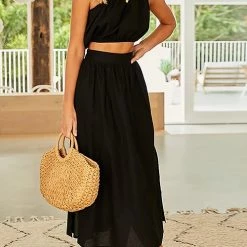 Levency New In One Shoulder Crop Maxi Skirts Set 32 Levency New In One Shoulder Crop Maxi Skirts Set