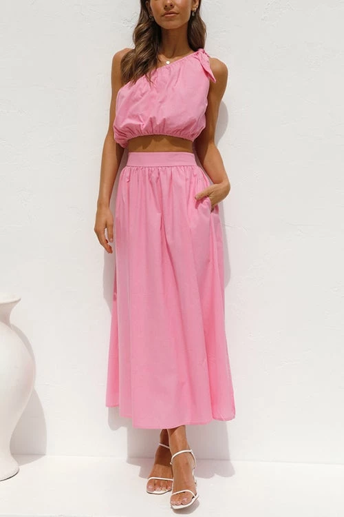 Levency New In One Shoulder Crop Maxi Skirts Set 19 Levency New In One Shoulder Crop Maxi Skirts Set