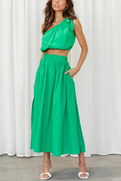 Levency New In One Shoulder Crop Maxi Skirts Set 6 Levency New In One Shoulder Crop Maxi Skirts Set