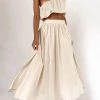 Levency New In One Shoulder Crop Maxi Skirts Set